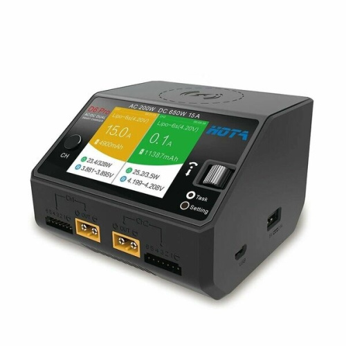 Зарядное-разрядное устройство HOTA D6 Pro AC/DC для LiPo аккумуляторов FPV (Черный цвет) фото 2